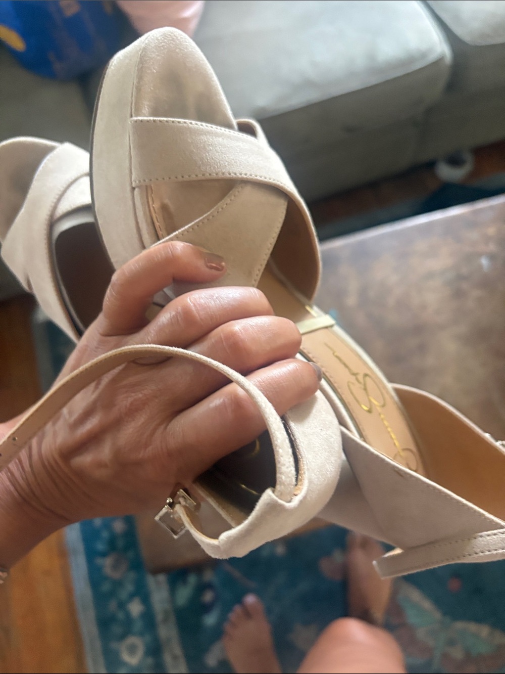 Jessica Simpson Suede Ankle-Strap Platform Sandals - Picture 4 of 4